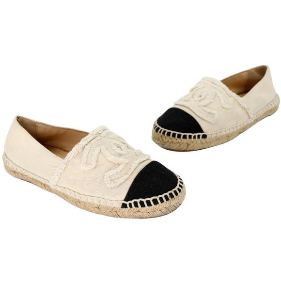 Chanel Espadrille 35 Raw Canvas Woven Flats CC-S0207P-C006 - Picture 2 of 11